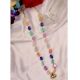 Colorful Pastel Beaded Necklace with Triangular Kundan Pendant